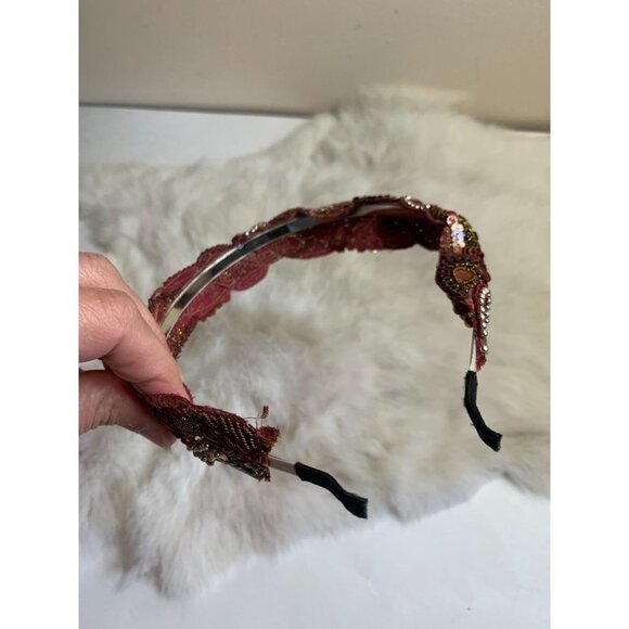 Women's Fascinator Hat Headband Sequins Crystals Paisley 1920s Style - Picture 5 of 6